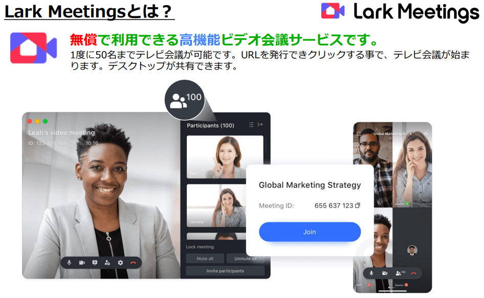 Lark Meetings:(無償)テレビ会議システム