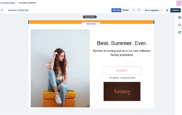 簡単にLP(ランディングページ)を作成可能